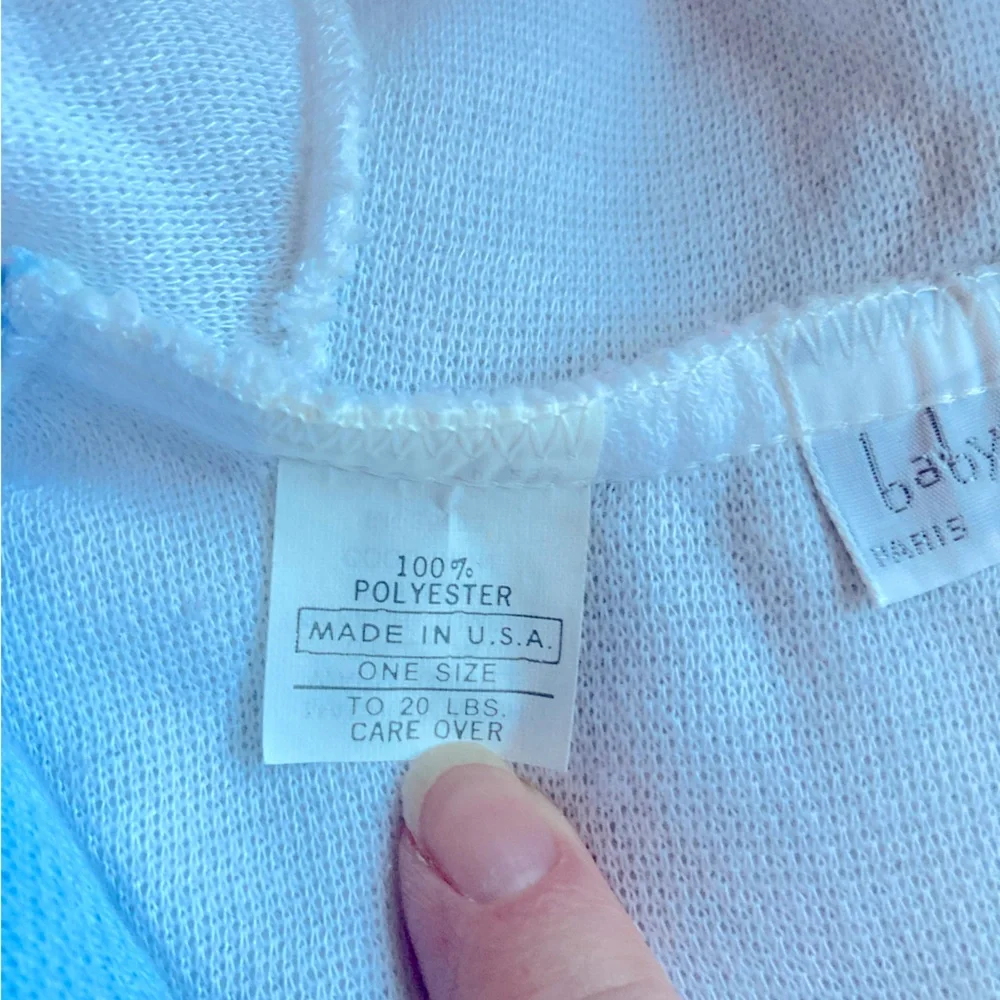Vintage Baby Dior Infant Hooded Bunting Suit White Blue Fleece‎ OS Rare